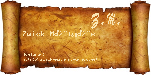 Zwick Mátyás névjegykártya