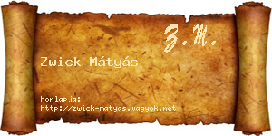 Zwick Mátyás névjegykártya